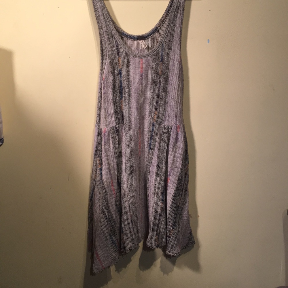 We The Free cream and black Knit Midi Dress with Subtle Multicolor Stripes